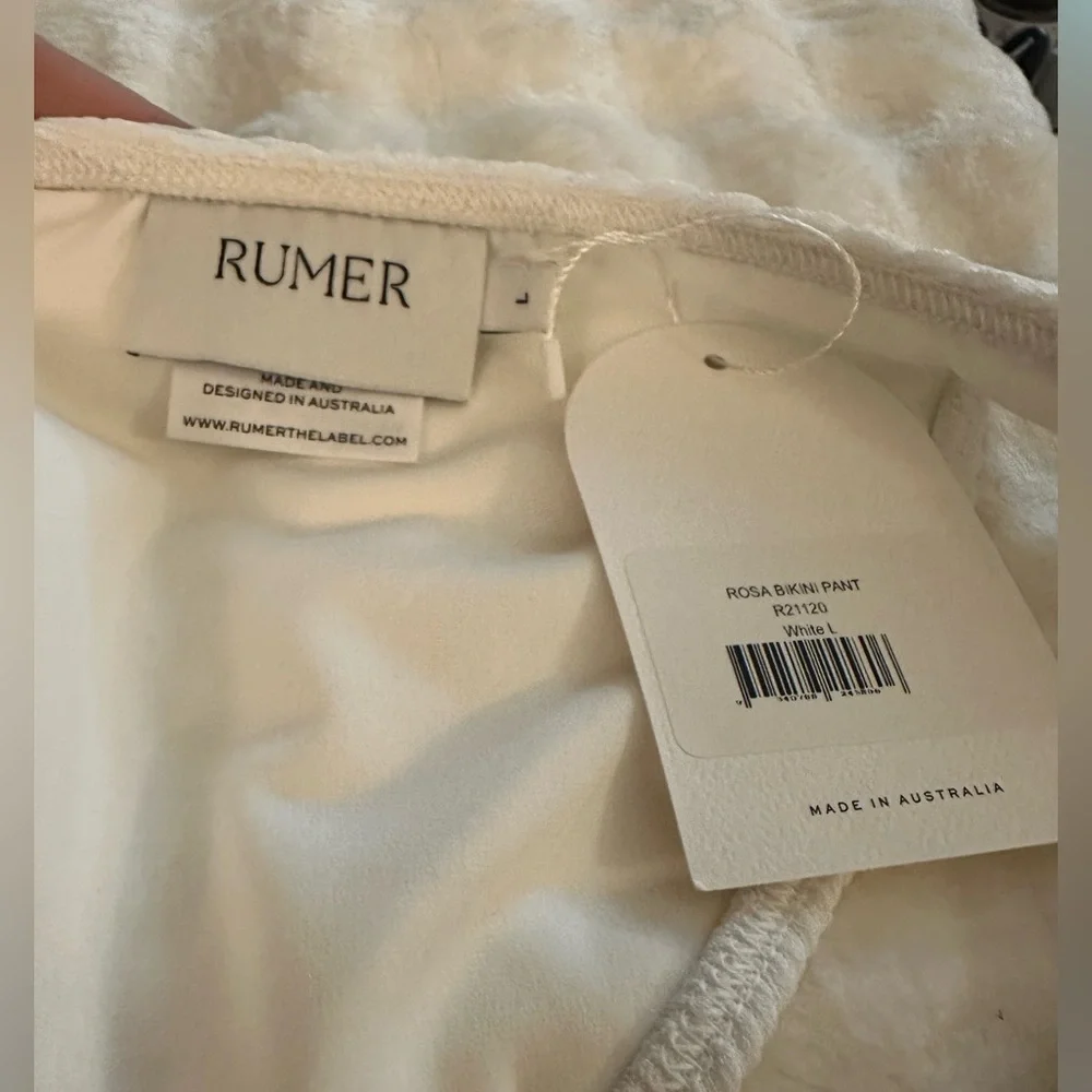 Rumer the label Rosa ribbed Bikini Bottom‎ in white